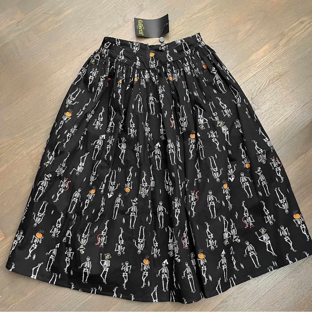 Collectif halloween skeleton trick or treat Skirt xs